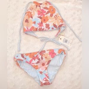 Billabong girls reversible halter bikini size 10 NWT